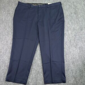 Oak Hill Pants Mens 50x28 Navy Microfiber Flat Front Poly Stretch Waist NWT